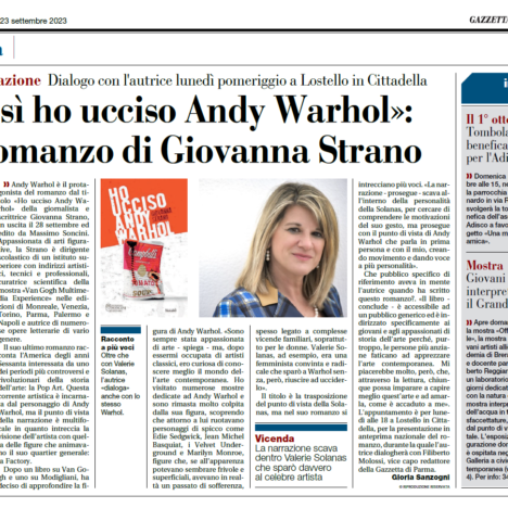 Anteprima nazionale per il libro “Ho ucciso Andy Warhol” a Parma